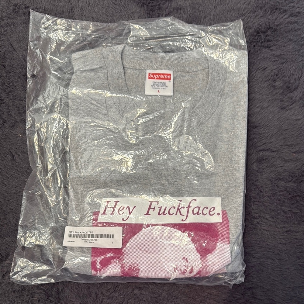Supreme Gray Tee with Pink Graphic
